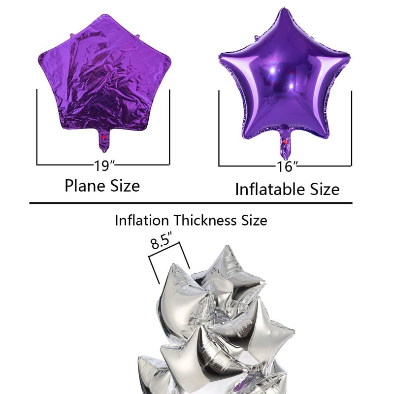 Adeer 18 Inch Purple Star Mylar Balloons Helium Balloons Foil Party Balloons for Baby Shower Wedding Birthday Party Decorations, Pack of 20 - Image 3